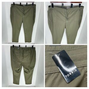 Torrid NWT Tie Front Poplin Pants Size 4X Dusty Olive‎ Pockets Military 47x30